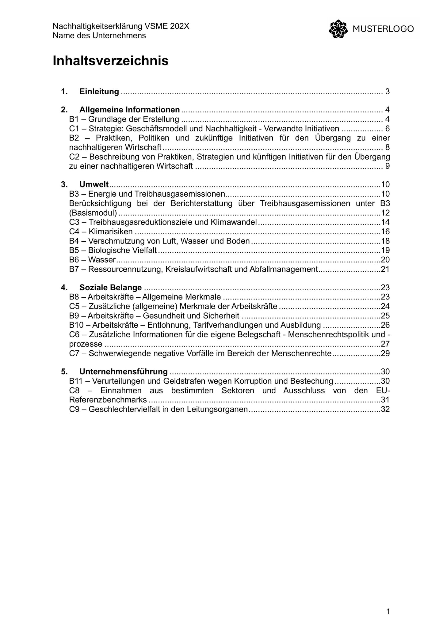 VSME Bericht – Vorlage