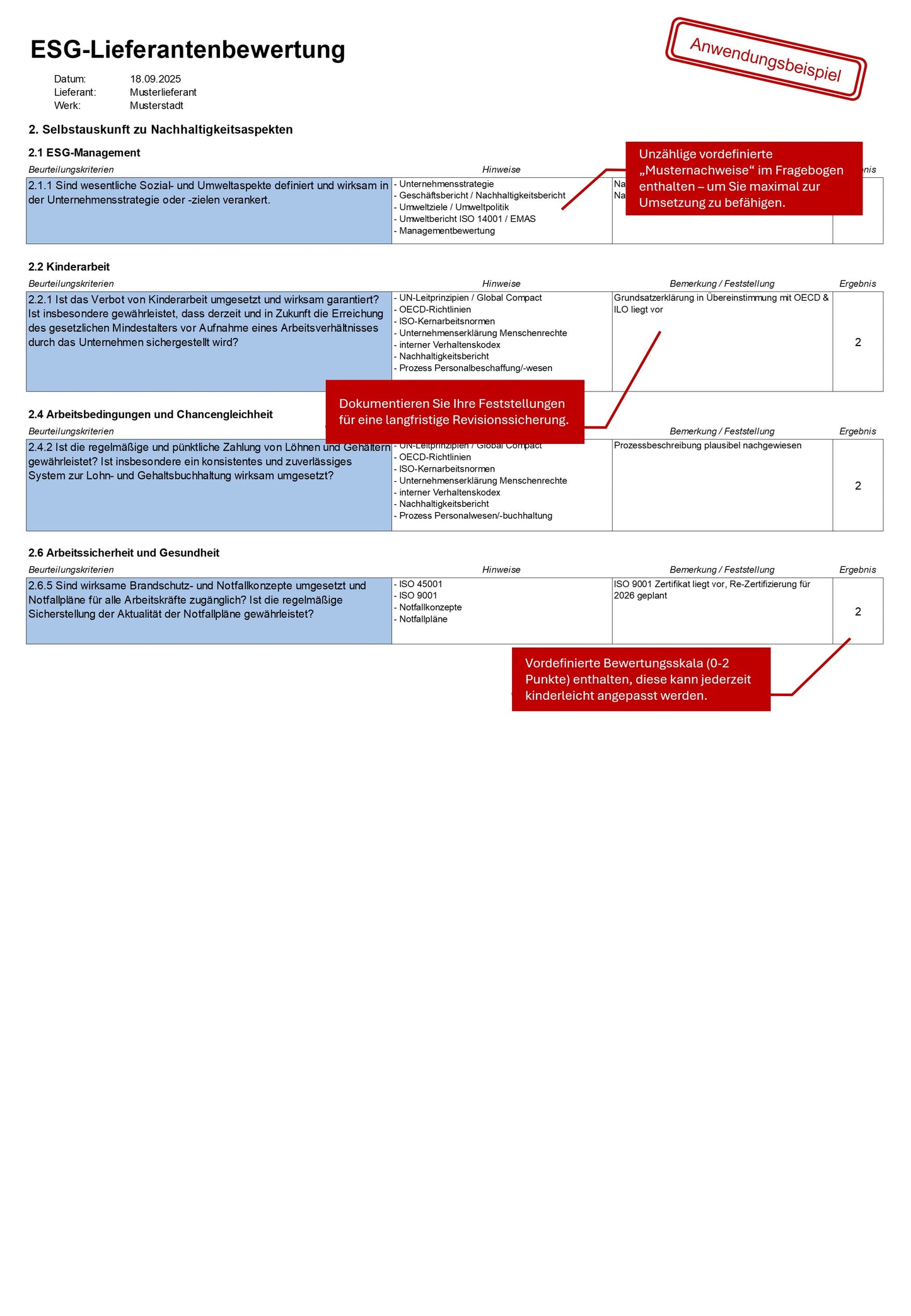 ESG Fragebogen Lieferanten - Vorlage & Tool