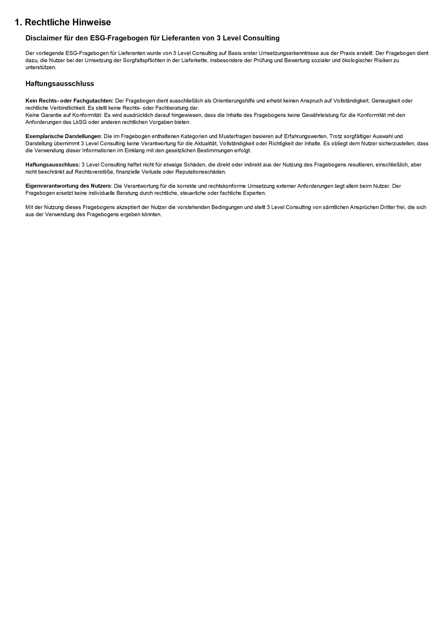 ESG Fragebogen Lieferanten - Vorlage & Tool