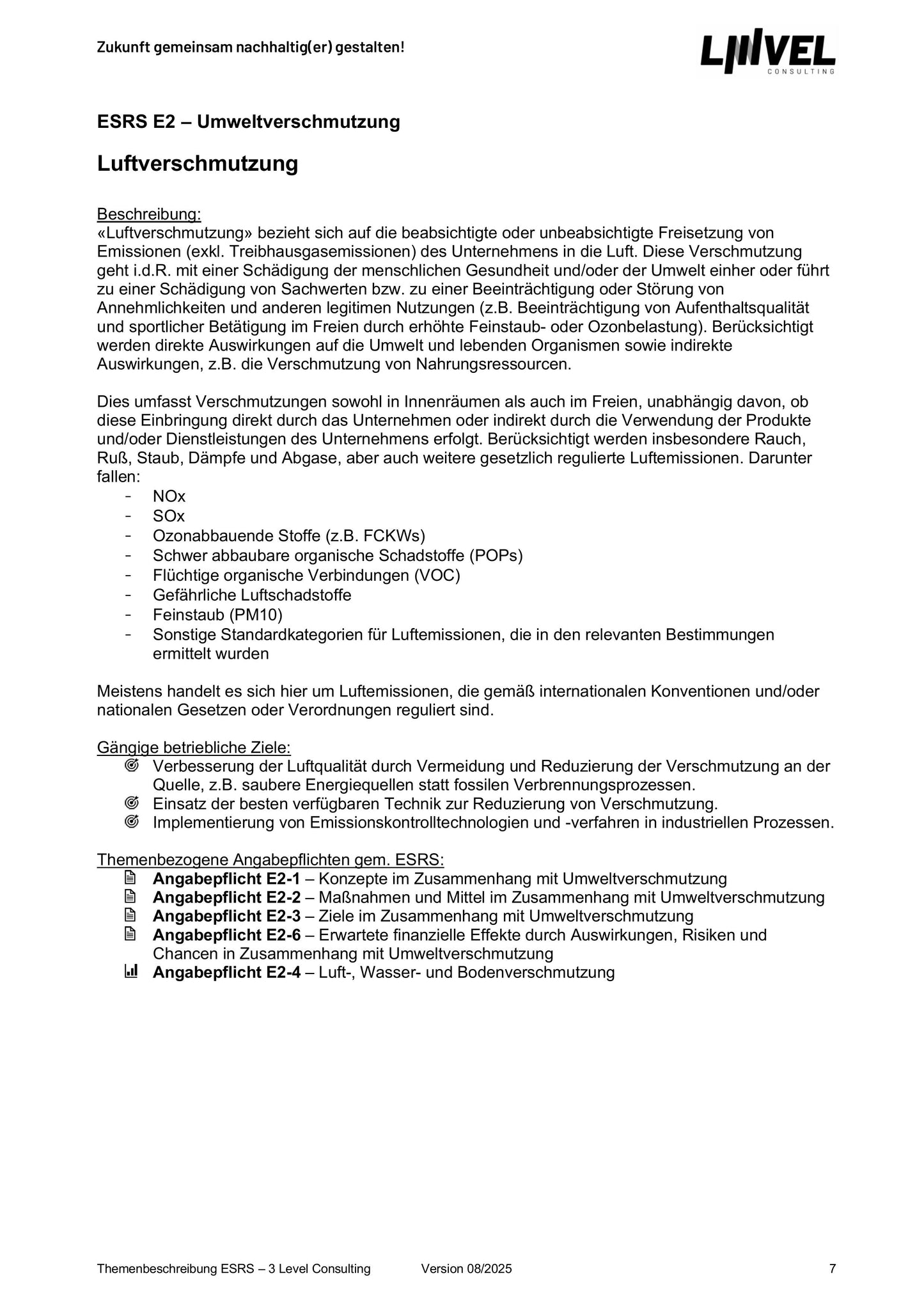 ESRS Themenbeschreibung