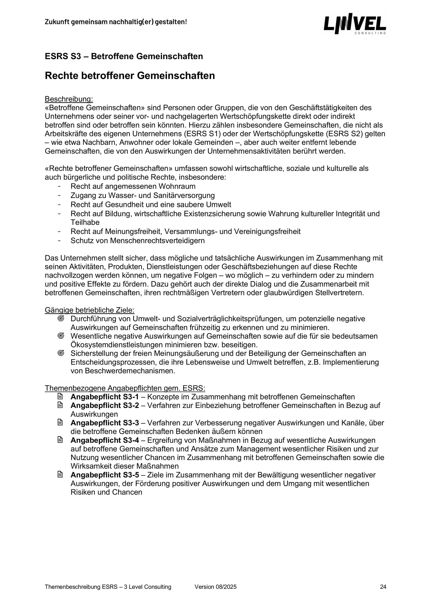 ESRS Themenbeschreibung