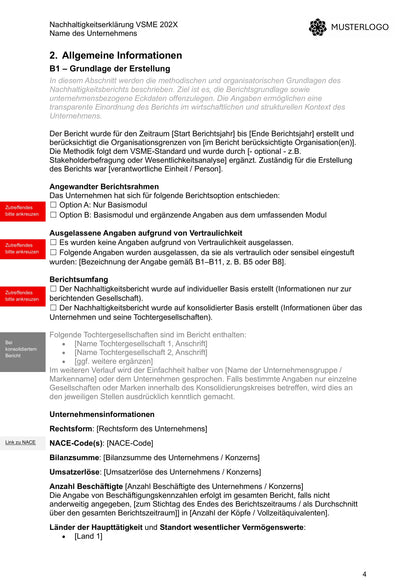 VSME Bericht – Vorlage