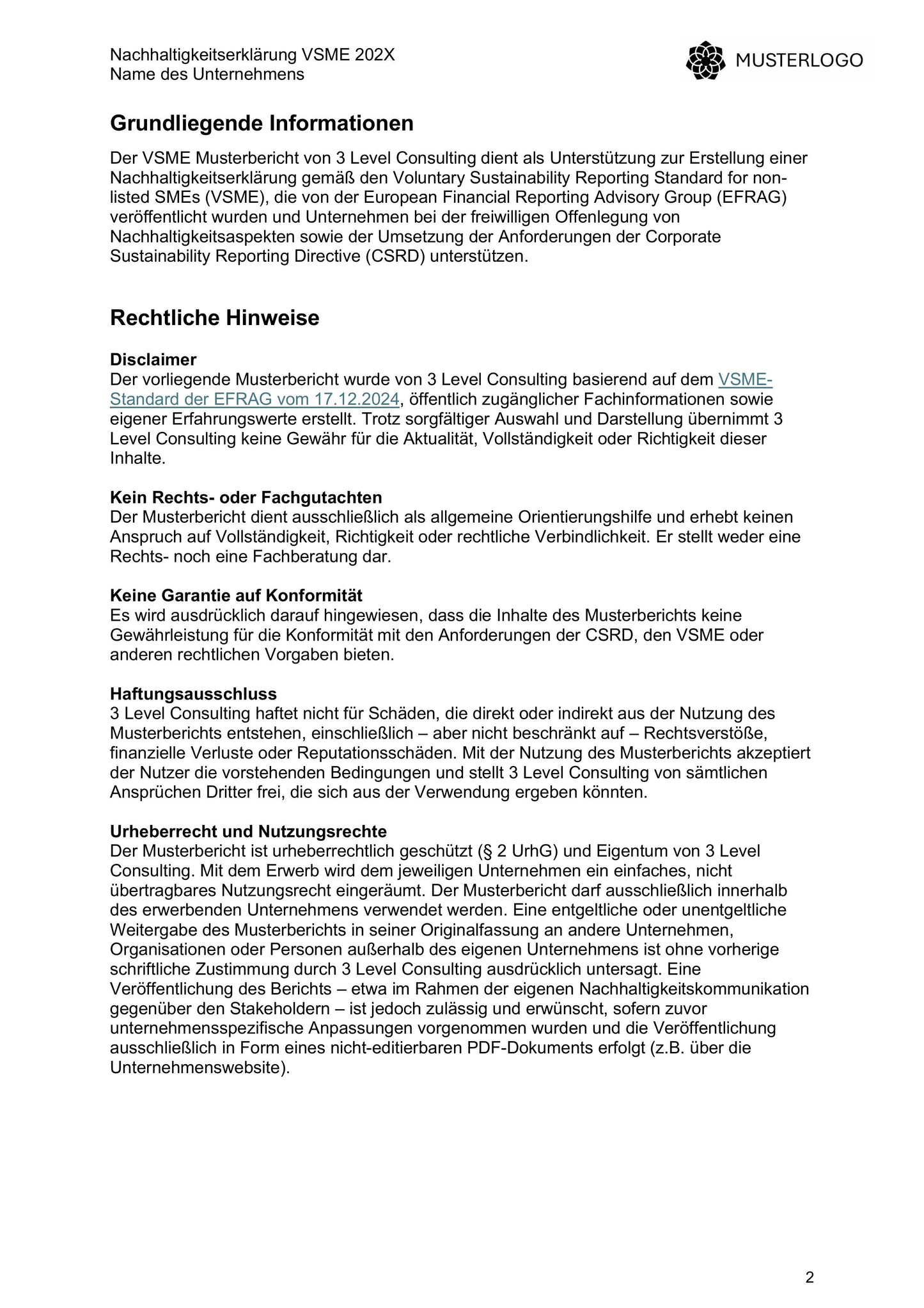 VSME Bericht – Vorlage